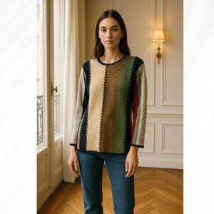 🦋 VINTAGE Chenille Colorblock Soft Sweater Unisex Small